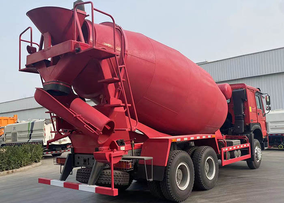 12cbm Red Used Concrete Mixer Truck With Pump Sinotruk HOWO