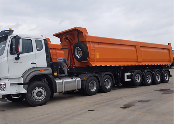 Heavy Load Tipper Truck Trailer 4 Axles Carbon Steel U Type