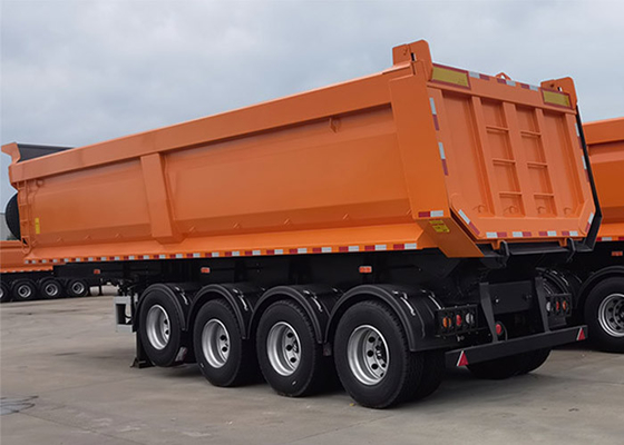 70 Tons Hydraulic Tipper Truck Trailer U Shape Type 16 Tires Box