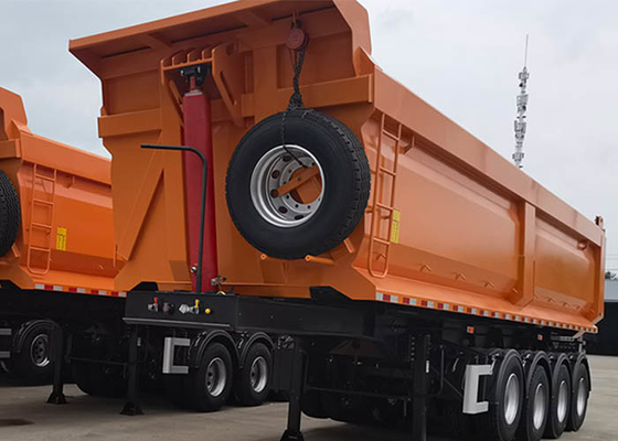 70 Tons Hydraulic Tipper Truck Trailer U Shape Type 16 Tires Box