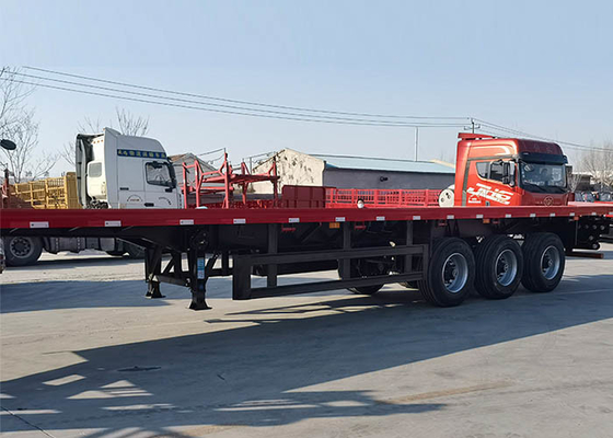 2 / 3 / 4 Axles Flatbed Truck Trailer Container 50 Ton Q345B Manganese Plates