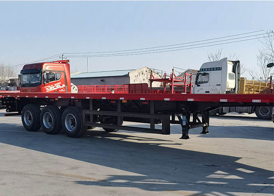 40FT Flatbed Truck Semi Trailer 3 Axles Container Transport Platform