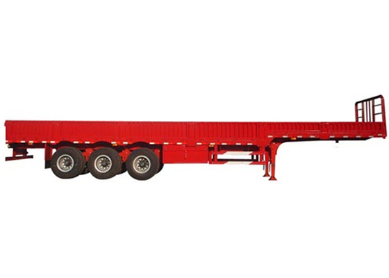 Red 3 Axle 500mm Side Wall Semi Trailer 6.5T Bulk Cargo Trailer Transport
