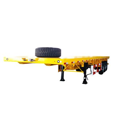 Yellow 12500mm Flatbed Truck Container Q345 40ft Flat Bed Trailer