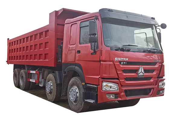 Red 12.00R20 Used Dump Trucks 375Hp Second Hand 12 Wheeler