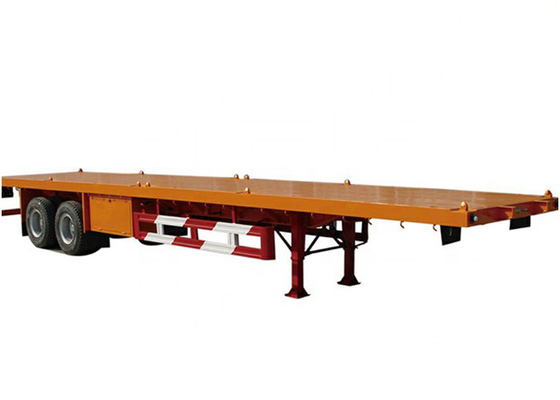 Orange 12R22.5 40 Foot Flat Deck Trailer KEMI Two Axle Flatbed