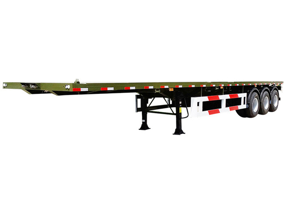 Transport 40T 40 Ft Flatbed Truck Trailer 12pcs Suspension