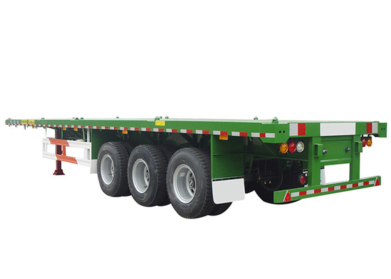 Transport 40T 40 Ft Flatbed Truck Trailer 12pcs Suspension