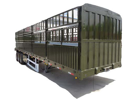 Army Green CE Stake Semi Trailer 60T Livestock Transport  For Bulk Cargo