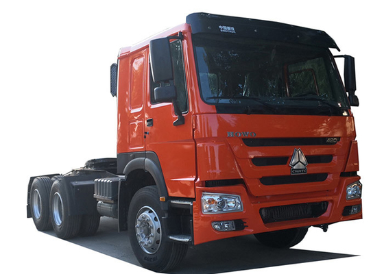 Red 6x4 41T Truck Tractor Head  420Hp Howo N7 Tractor Left Hand