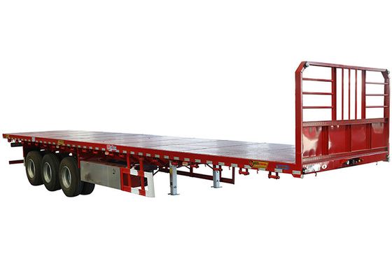2 Axles 50T Flatbed Truck Trailer 12.4m Flatbed Shipping Container