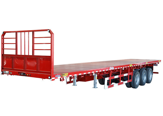 2 Axles 50T Flatbed Truck Trailer 12.4m Flatbed Shipping Container