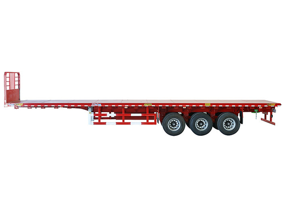 2 Axles 50T Flatbed Truck Trailer 12.4m Flatbed Shipping Container