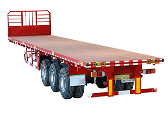 2 Axles 50T Flatbed Truck Trailer 12.4m Flatbed Shipping Container