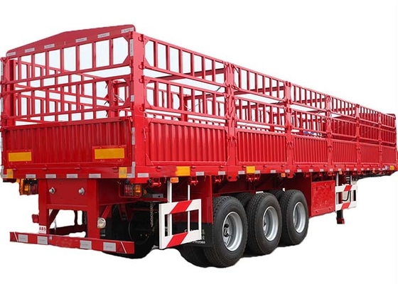 Red 600mm Animal Transport Trailer 12R22.5 Triple Axle Semi