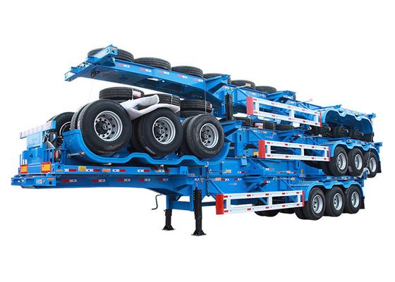Blue 3 Axles 40ft Skeleton Container Semi Trailer BPM Suspension