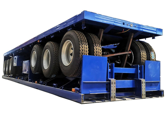 Blue CE Flatbed Container Trailer 6m 18 Wheeler Flatbed Trailer For Shipping