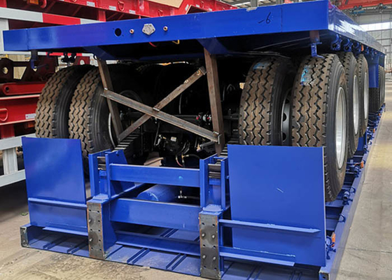Blue CE Flatbed Container Trailer 6m 18 Wheeler Flatbed Trailer For Shipping
