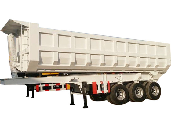Yellow Q345B Tipper Truck Trailer Heavy Duty 3 Axles 45 Cubic Tipper Trucks
